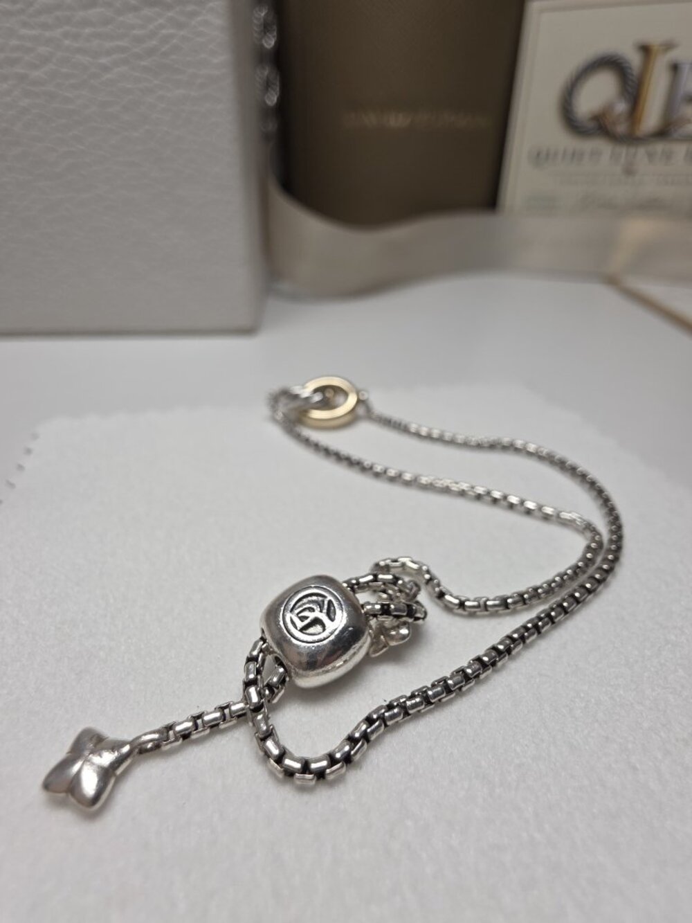 David Yurman Petite Cable Linked Bracelet in Sterling Silver with 14K gold - Picture 3 of 6